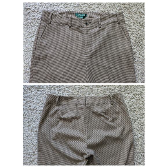 Lauren Ralph Lauren Houndstooth Sanderson Pants Womens 6 Brown Career Work - Picture 4 of 8
